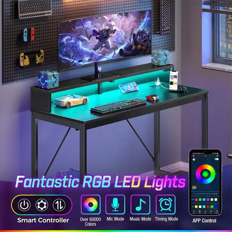 Bureau d’ordinateur de 39 pouces avec éclairage LED