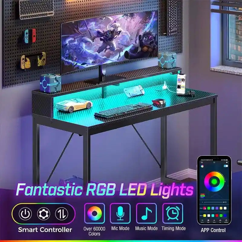 Bureau d’ordinateur de 39 pouces avec éclairage LED