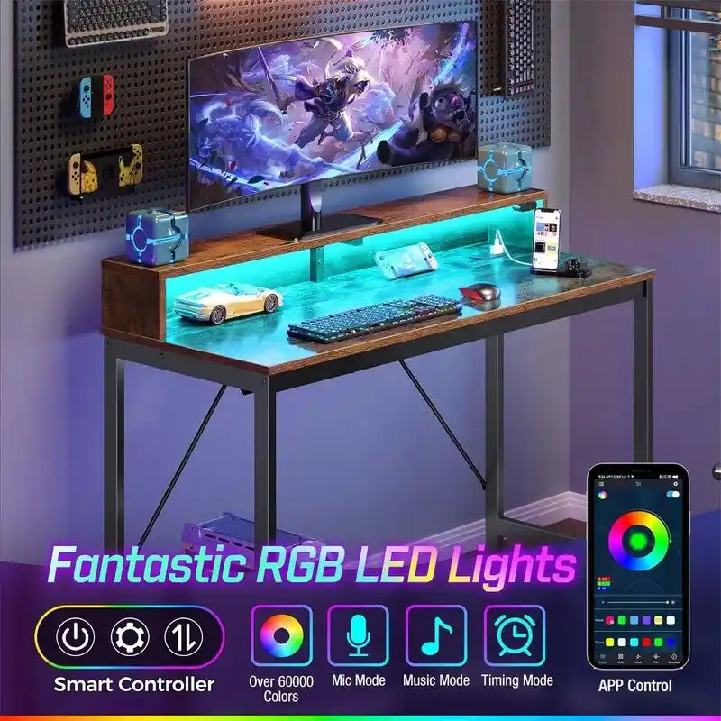 Bureau d’ordinateur de 39 pouces avec éclairage LED