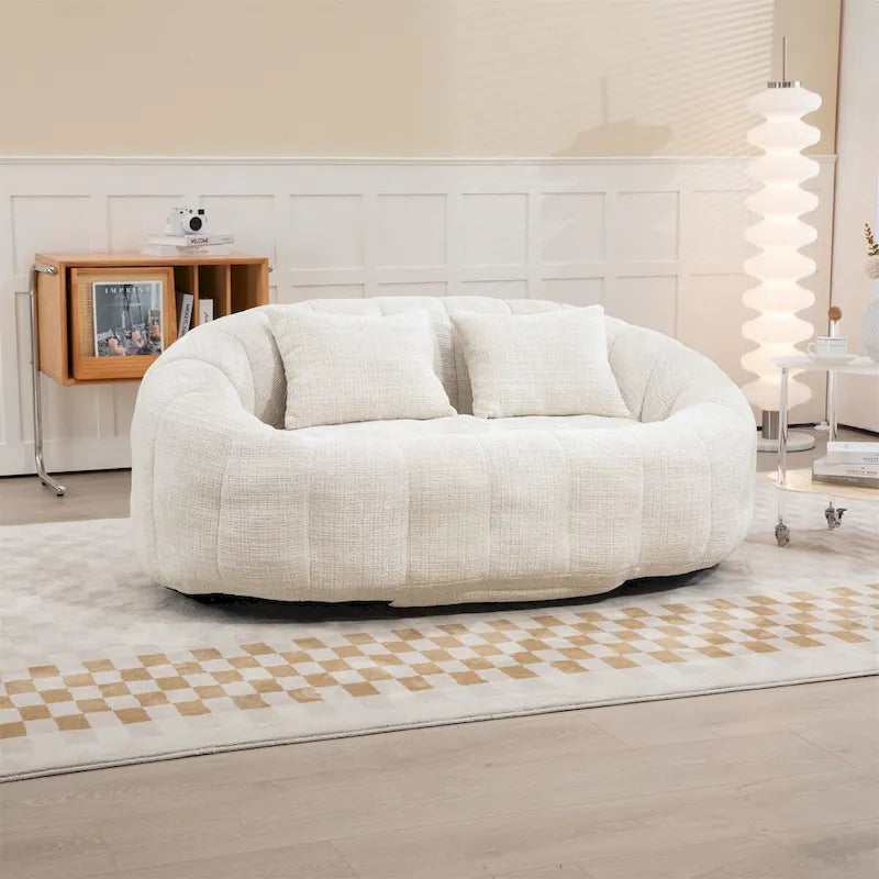 Sillón tipo puf de chenilla, sofá reclinable
