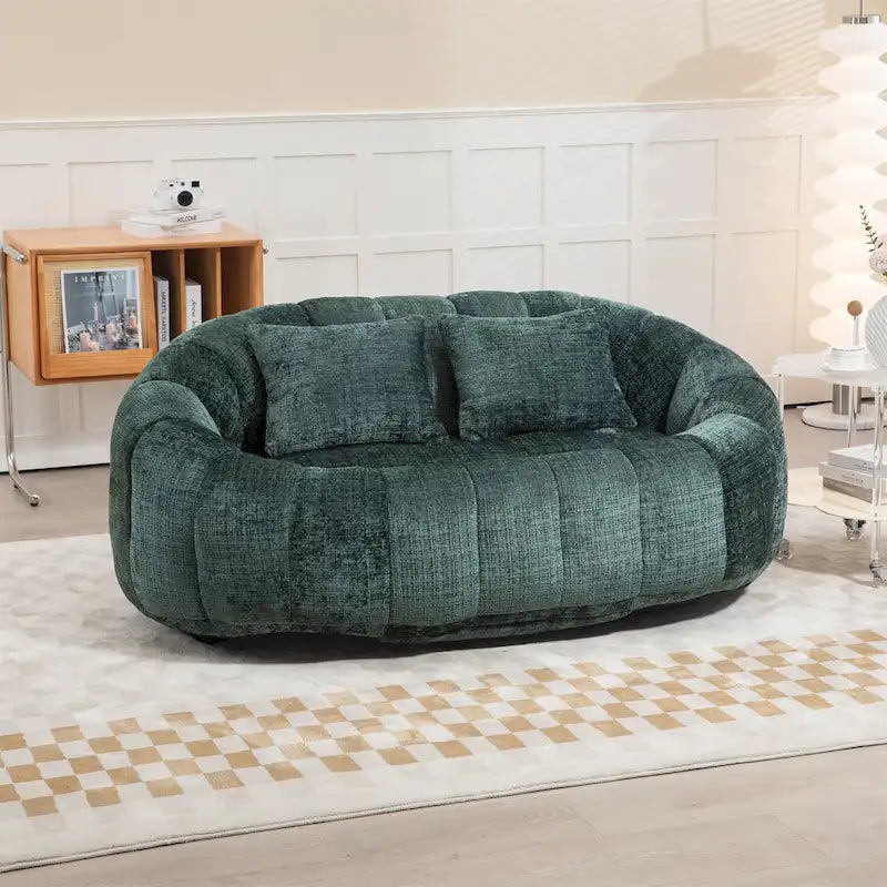 Sillón tipo puf de chenilla, sofá reclinable
