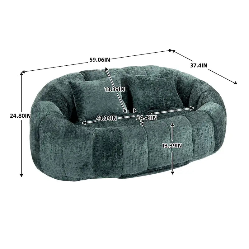 Sillón tipo puf de chenilla, sofá reclinable