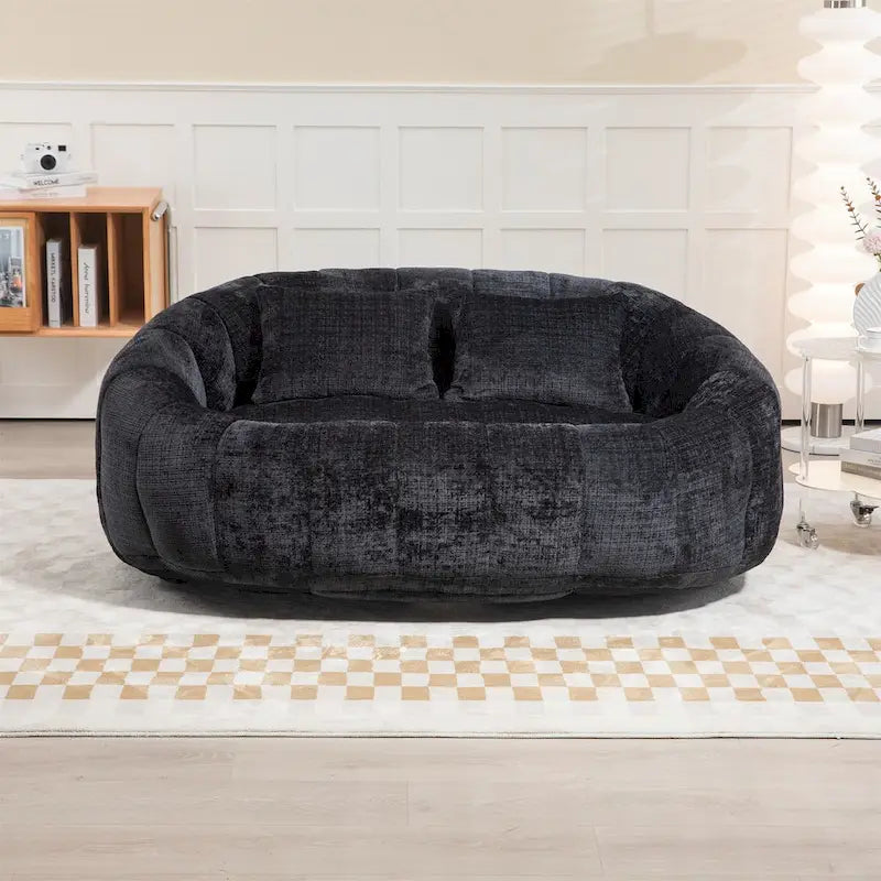 Sillón tipo puf de chenilla, sofá reclinable