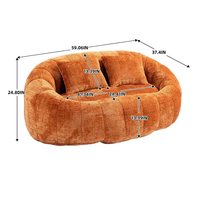 Sillón tipo puf de chenilla, sofá reclinable