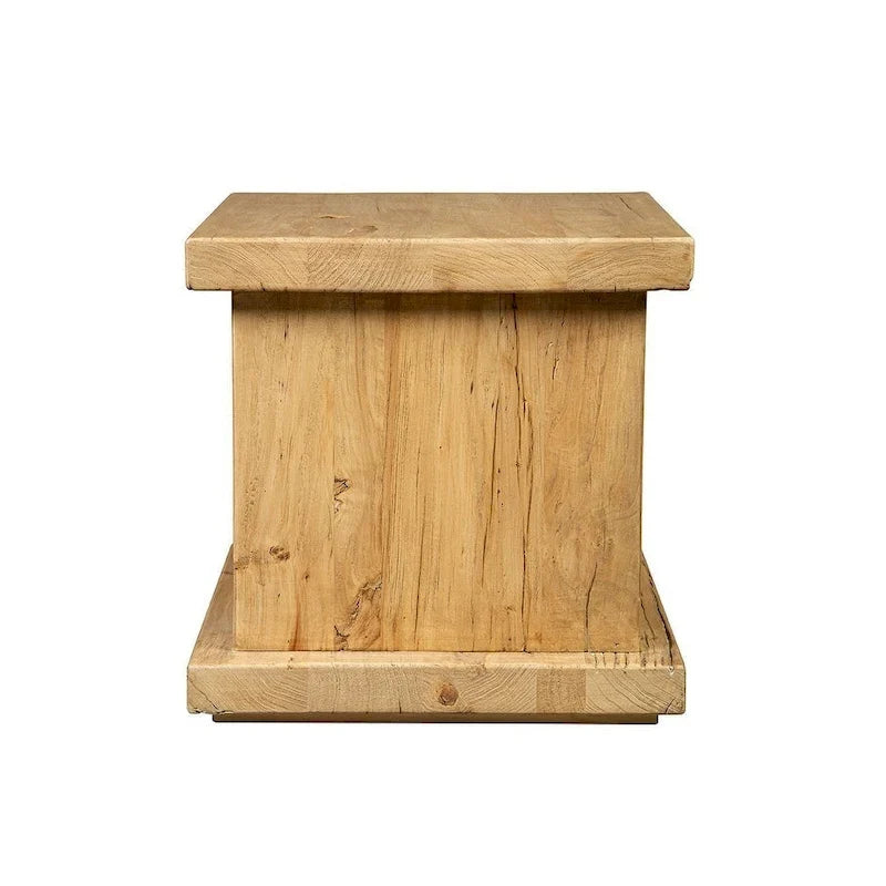 Mesa auxiliar de olmo recuperado, natural