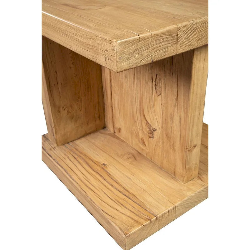 Mesa auxiliar de olmo recuperado, natural