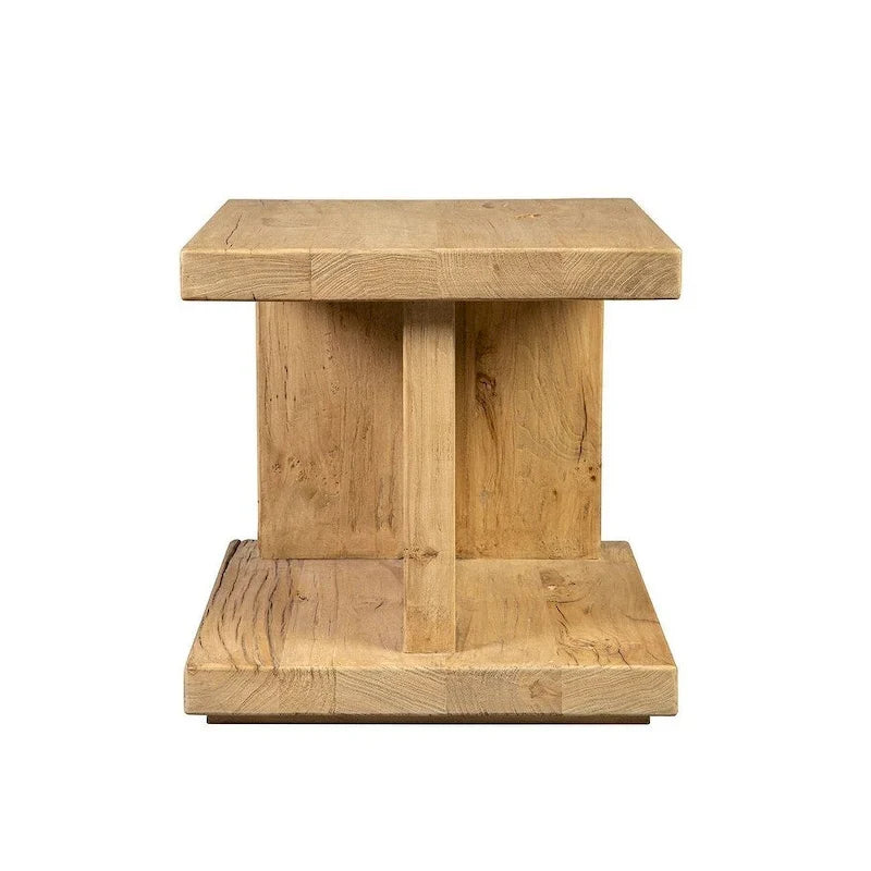 Mesa auxiliar de olmo recuperado, natural