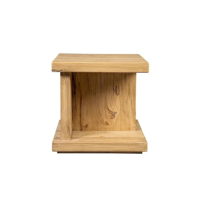 Mesa auxiliar de olmo recuperado, natural