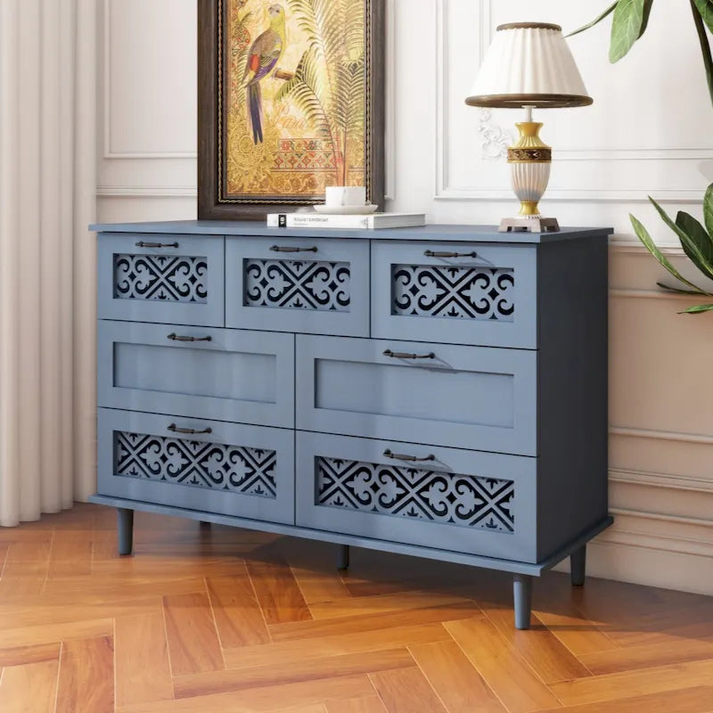 Commode à 7 tiroirs, mobilier américain, convient à la chambre, au salon et au bureau
