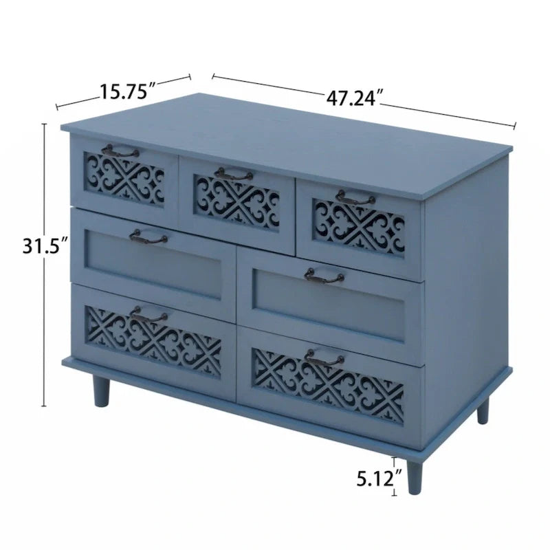 Commode à 7 tiroirs, mobilier américain, convient à la chambre, au salon et au bureau