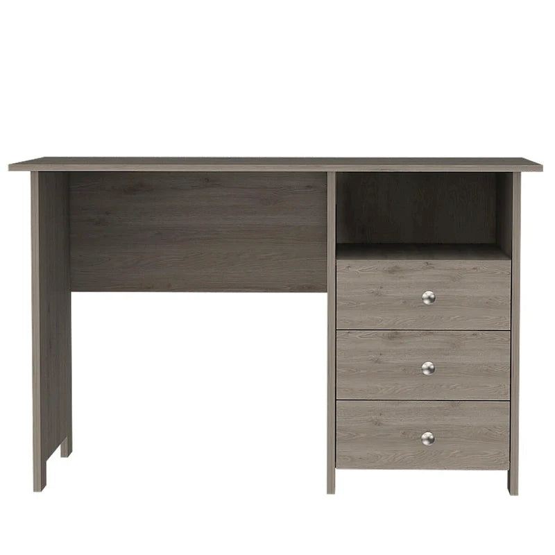 Bureau d’ordinateur avec trois tiroirs et une étagère, table d’ordinateur pour le salon ou la chambre