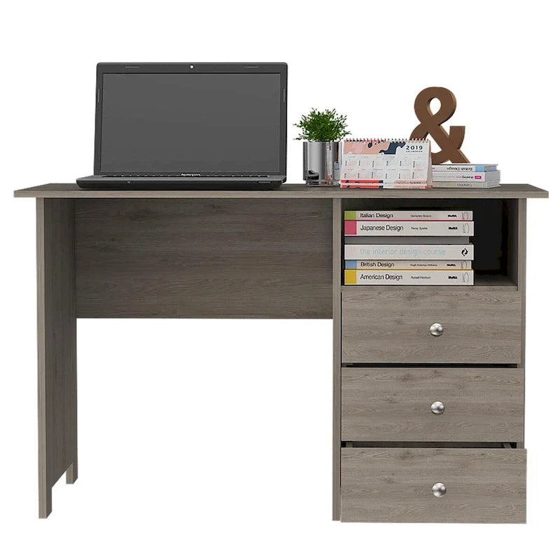 Escritorio para computadora, tres cajones, un estante, mesa para computadora para sala o dormitorio