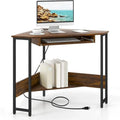 Bureau d’ordinateur triangulaire avec prises électriques