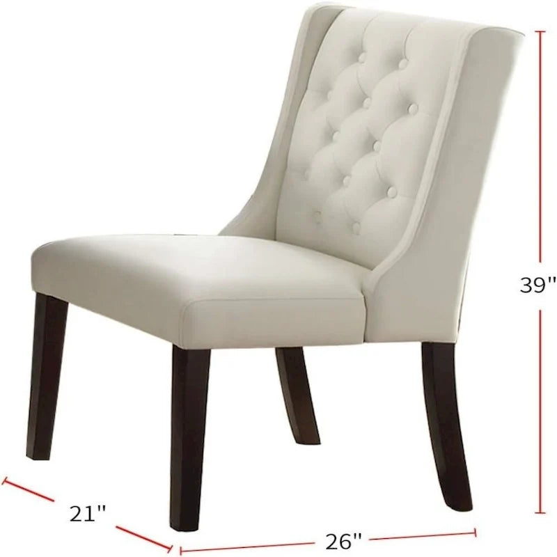 Silla de comedor moderna de cuero sintético capitoné, juego de 2