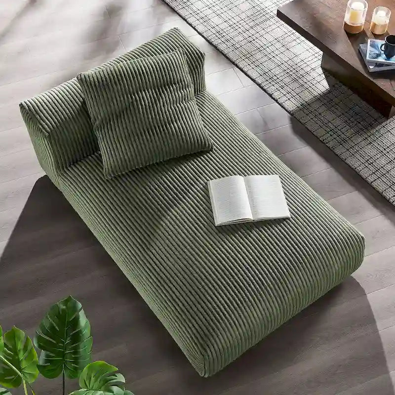 Chaise longue modular sin brazos tapizada en pana