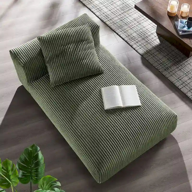 Chaise longue modular sin brazos tapizada en pana