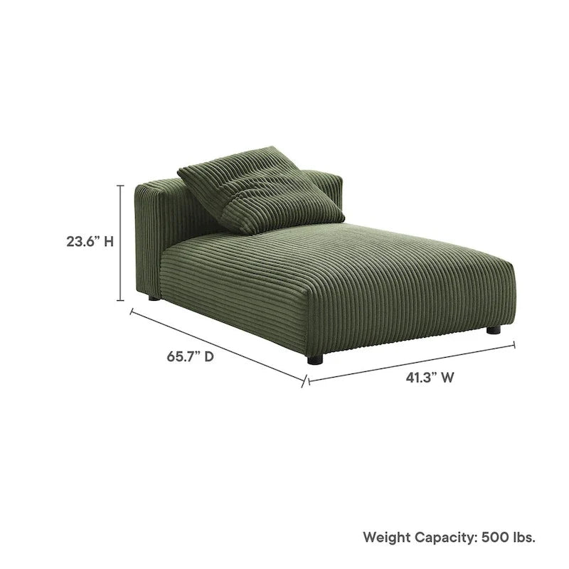 Chaise longue modular sin brazos tapizada en pana