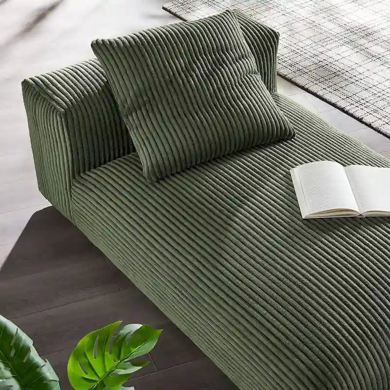 Chaise longue modular sin brazos tapizada en pana