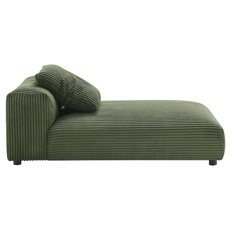 Chaise longue modular sin brazos tapizada en pana