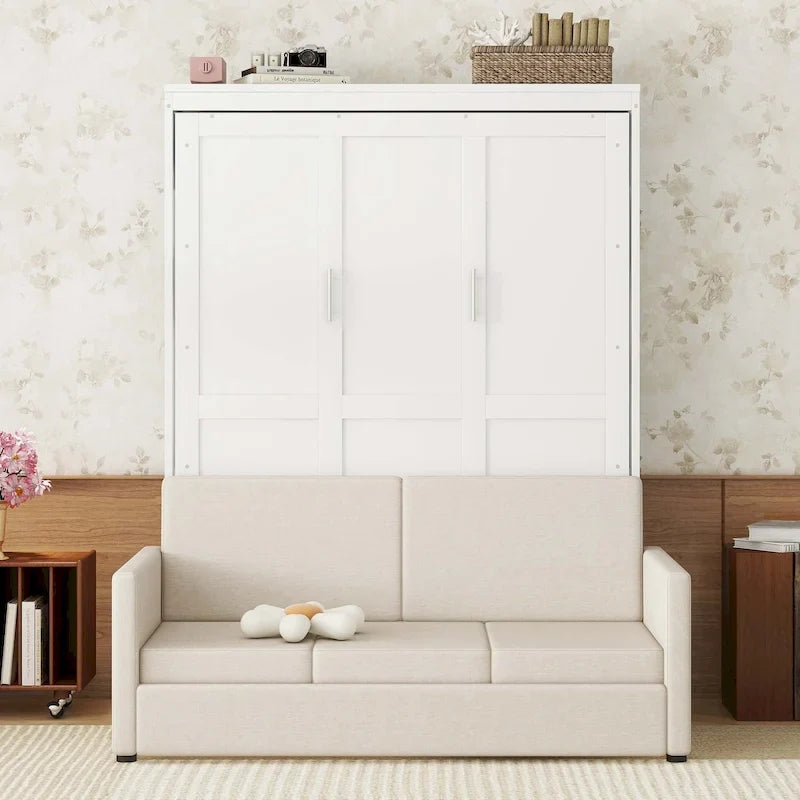 Cama abatible de pared tamaño Queen con cojín